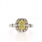 2.39Cts Fancy Yellow Cushion Cut Diamond Engagement Ring